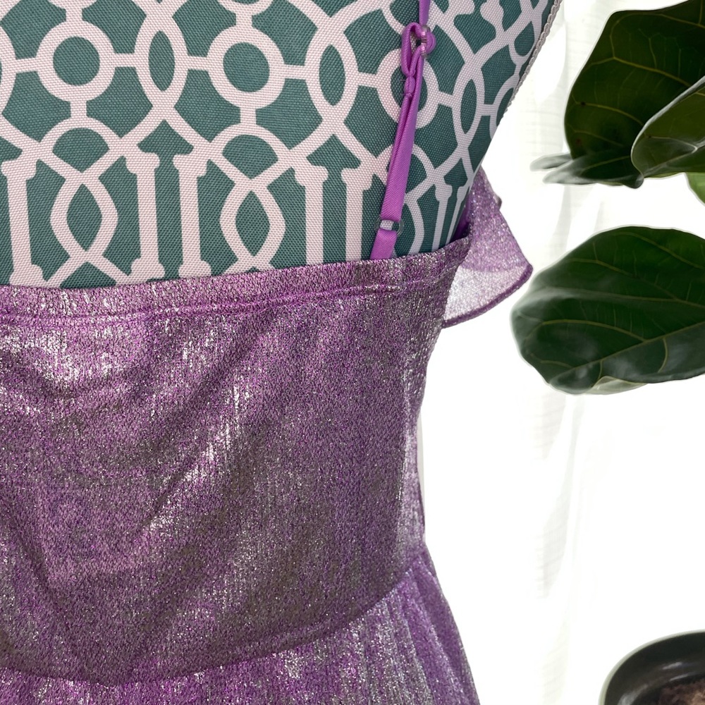 Sweet Storm Purple Metallic Ruffle Mini Dress - Picture 12 of 14